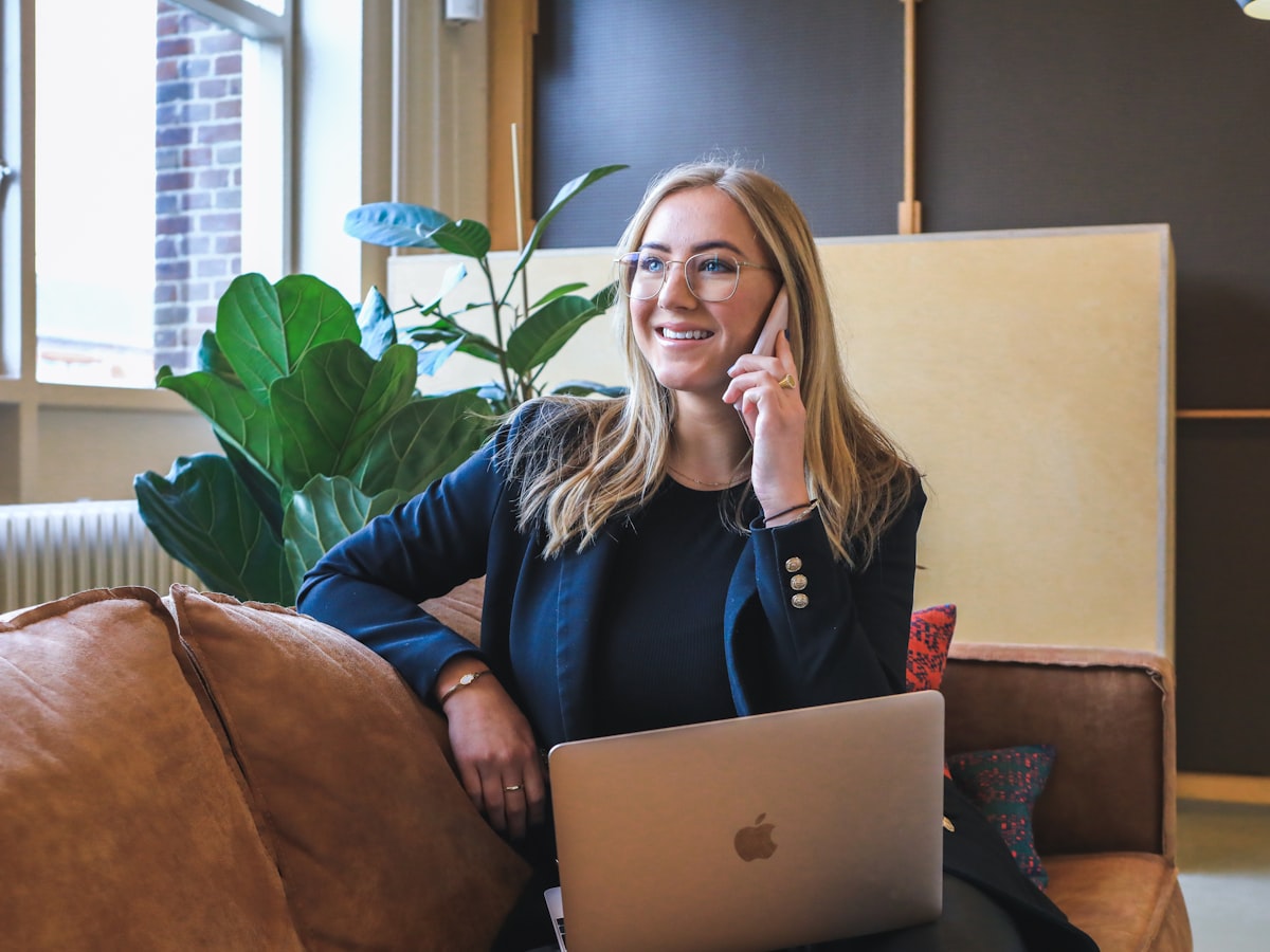 WingCX agent taking a call from her home office